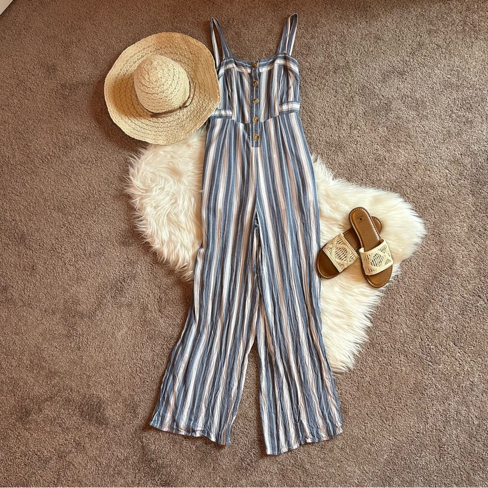 Striped Blue and White Jumpsuit